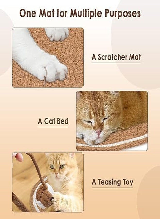 NETZILLA NAVA PAVA Cotton Thread Cat Mat, Hand Woven Cartoon Cat Scratch Pad with Catnip Ball Comfortable Cotton Thread Mat Cat Claw Sharpening Pad for Cats Kittens - Image 3